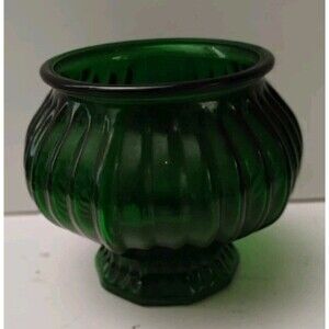 Vintage EO Brody Co Green Glass Footed Candy Dish Bowl C-104 Cleve Ohio USA